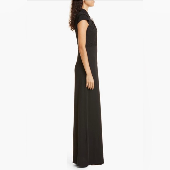NWT $585 Self-Portrait Crystal Bow Cutout Stretch Crepe Gown, BLACK, size 6! - Picture 2 of 6